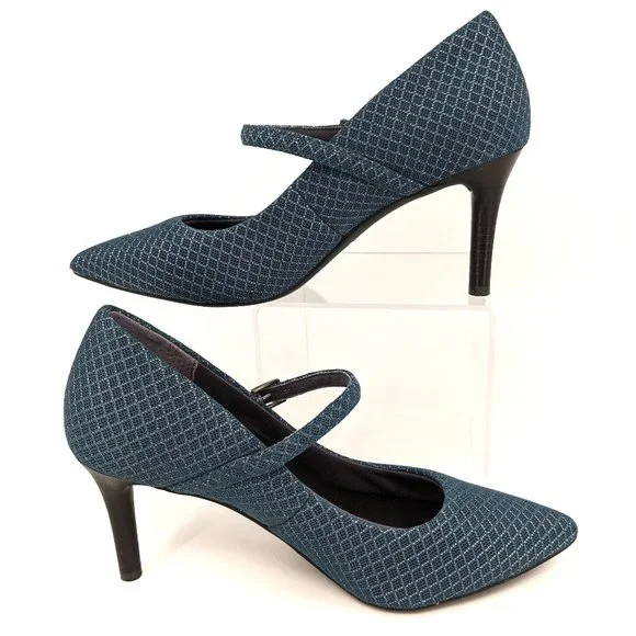 Betabrand Blue Patterned Mary Jane Pumps Size 7.5 - Picture 7 of 11